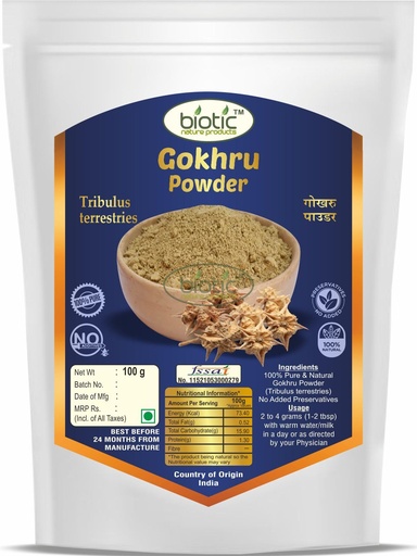 [BRSWGAYTCEJQ2CLV] Biotic Natural Gokhru Powder 100gm - Tribulus Terrestris for Men - Gokshura Powder Organic - Gokharu Churna