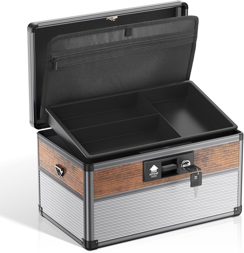 [BRSROBIYOIMAICAV] Glosen Medicine Lock Box,locking medicine box, Security Lock Boxes【Medium Black】 12 x 7.68 x 7.87 Inch, First Aid Key Safe Box for Medication