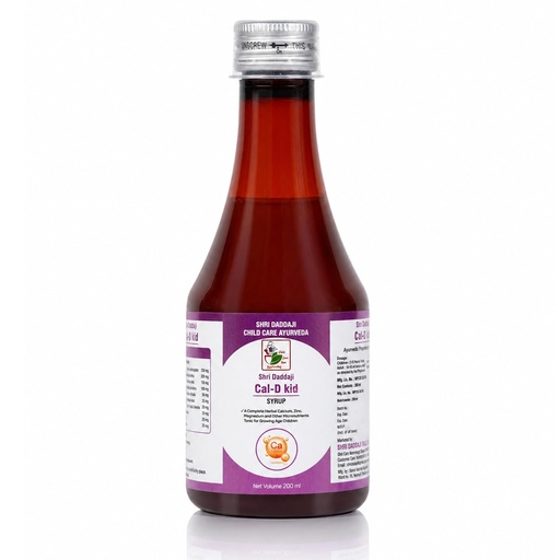 [BRSRGAAHOEDWKGY4] Shri Daddaji Cal-D Kid Syrup for Children | Ayurvedic Calcium, Zinc & Multinutrient Tonic | Supports Bone Strength, Growth & Development | For Calcium Deficiency, Weakness & Leg Pain | 200 ml