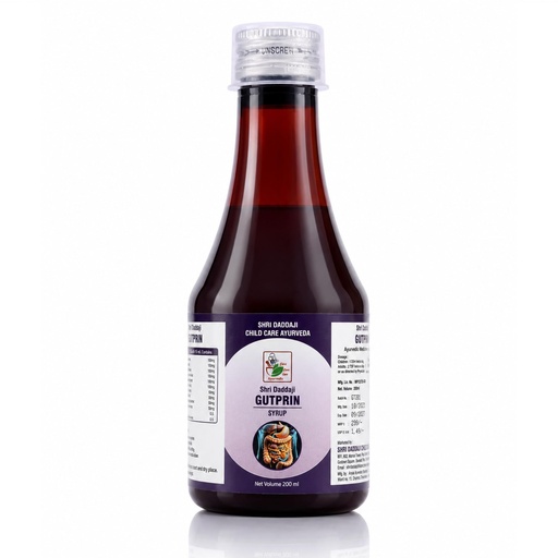 [BRSRGYAKOUHGAC33] Shri Daddaji Gutprin Ayurvedic Digestive Syrup for Kids, Natural Herbal Formula with Dadim, Bilwa, Ajmoda, Badishep, 200ml