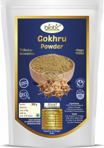 [BRSWYBI3DJ4BGDTJ] Biotic Natural Gokhru Powder 200gm - Tribulus Terrestris or Men - Gokshura Powder Organic - Gokharu Churna