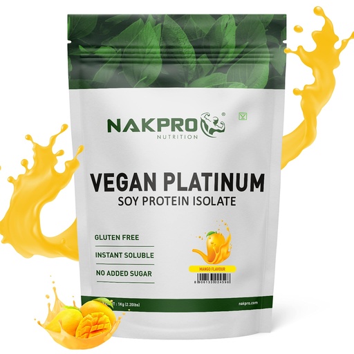 [BRSW2CQPPMFWMETD] NAKPRO NUTRITION 100% Soy Protein Isolate | Mango - 1kg | 27.87g Protein |Plant Based Protein Powder