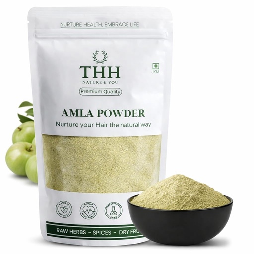 [BRSROYYKCB7BSCIU] THH Organic Amla Powder for Hair Growth and Healthy Scalp (350g) | Edible Indian Gooseberry Powder for Hair & Skin | Artificial Colour & No Preservatives