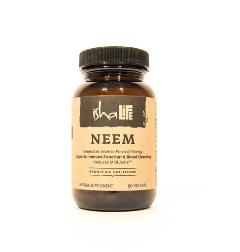 [BRSWG2YZO4IBMCLH] ISHA Organic Neem Supplement — Natural Ayurvedic Herbal Cleanser and Purifier: Boosts Immunity - 90 Vegetarian Capsules, 900 mg Each