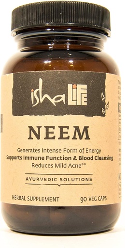 [BRSWG2YZO4IBMCLH] ISHA Organic Neem Supplement - Natural Ayurvedic Herbal Cleanser and Purifier: Wzmacnia odporność - 90 Kapsułki wegetariańskie, 900 mg Każdy
