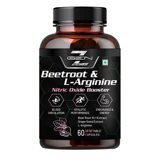 [BRSREGIEBYBQ4HL4] Beetroot and L-Arginine Capsules, Helps Support Nitric Oxide Production, Blood Pressure, Heart Health, Contains Non-GMO Beetroot Powder, Grape Seed Extract (60 Caps, Pack of 1)