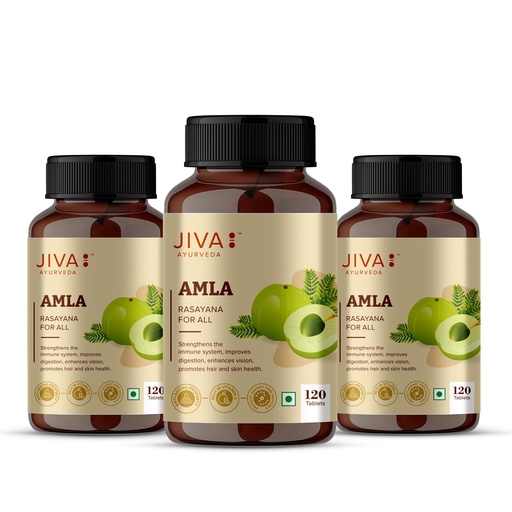 [BRSW22T2PN6GOHYV] Jiva Amla Tablets 500mg 360 Tablet | 100% Pure Herbs Used, Rich In Vitamin C | Protects Against Free Radicals | Rich In Antioxidants | Improves Digestion | Enhances Vision -120 Tablet (Pack of 3)