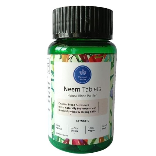[BRSRECYQAF5BU2Q3] Neem Tablets 60 Count | Ayurvedic Neem Supplement for Skin, Detox & Immunity Support | Natural Blood Purifier Herbal Tablets for Men & Women