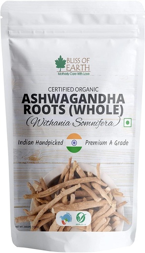 [BRSRMAYLBAFWYADH] Bliss of Earth 200GM Ashwagandha Roots Whole Withania Somnifera Premium Grade Help Boost Immunity Stress Relief