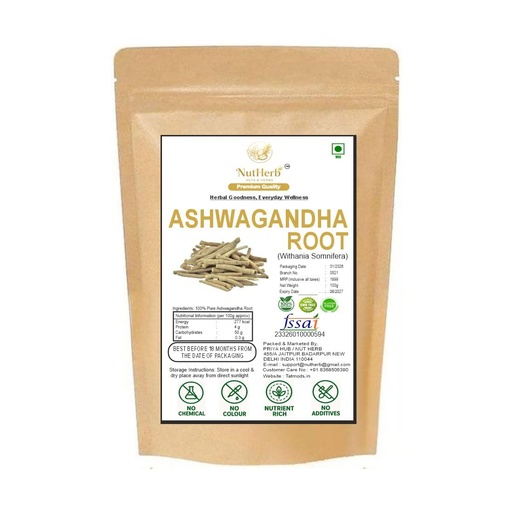 [BRSRYZ34CQNRYHTH] Ashwagandha Root (100 Gram) | Premium Quality Dried Ashwagandha Jad | Natural Ayurvedic Herb