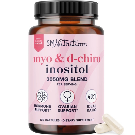[BRSRMFQEBV6WAFDZ] Myo-Inositol & D-Chiro Inositol for Hormone Balance for Women | Fertility, Ovarian Health & Cycle Support | Ideal 40:1 Ratio, Myoinositol 2000mg & D Chiro 50mg | Ovarian Support Vitamins | 120 Ct.