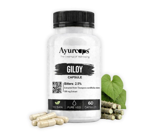 [BRSREHD5BYHW2GQY] Giloy 500mg 60 Veg Capsules | Guduchi Ayurvedic Herbal Supplement | Supports Immunity, Detox & Daily Wellness | Natural Antioxidant & Metabolic Support | Vegan, No Preservatives