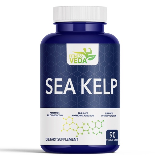 [BRSROBQYOYFGKDLP] FITNESS VEDA Thyroid Support Supplement | Organic Sea Kelp Capsules for Thyroid Function, Metabolism & Energy Support | Herbal Thyroid Care | 90 Veg Capsules
