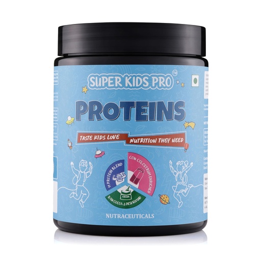 [BRSRAZD7B4DR4YDG] Super Kids Pro Proteins | 50g Blend of Whey, Pea, Brown Rice, Soy & Milk Protein with Cow Colostrum | Raw Cocoa | No Sugar | 300g