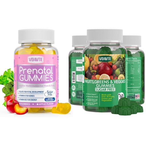 [BRSRAYD6CBYAEE36] VIDAVITE Bundle of Sugar Free Prenatal Gummies + Sugar-Free Fruit and Veggie Gummies