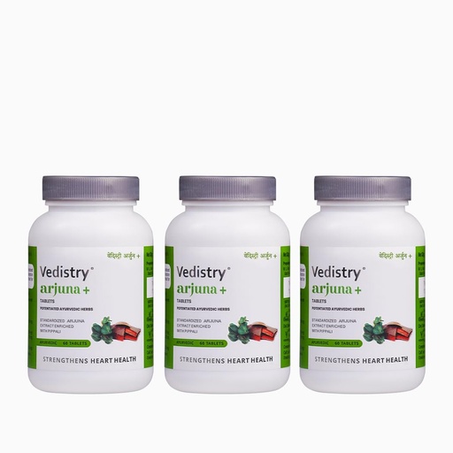 [BRSROZYBBYNRUH37] Vedistry Arjuna+ Tablets | Ayurvedic Medicines to Improve Heart Health & High Blood Pressure | Ayurvedic Supplement with Arjuna & Piperine for Cholesterol Care, Healthy Circulation – 60 Tablets (Pack of 3)