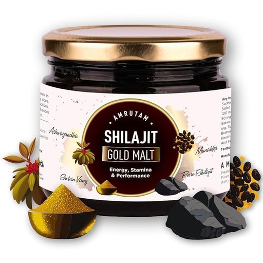 [BRSREEDQAUFQ4EYU] AMRUTAM Shilajit/Shilajeet Gold Avaleh | Avaleh Form | Boosts Muscle Growth & Stamina | 100% Ayurvedic | 40 Servings (400g)