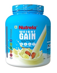Nutrela Weight Gainer | 2kg Banana Flavour | High-Calorie Mass Gainer with Vitamins & Khandsari Sugar | Ideal for Men & Women