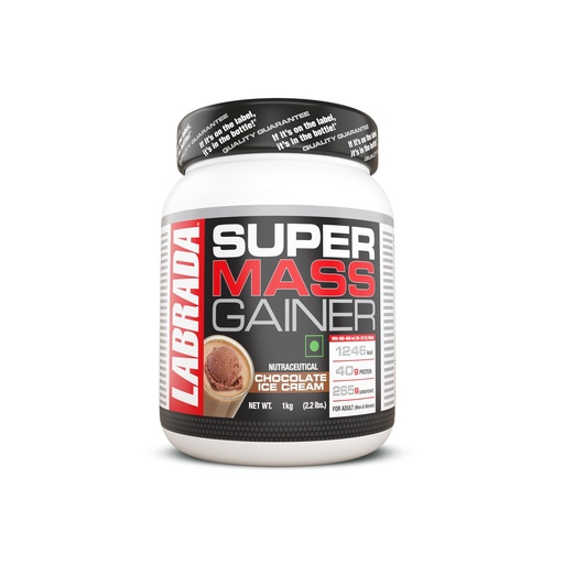 [BRSRAGAKPIIGGYI7] Labrada Super Mass Gainer Weight Gainer Powder | 40g Protein & 256g Carbs per Serving | High Calorie Muscle Mass Gainer for Weight Gain & Muscle Building | Chocolate Ice Cream Flavor | 1kg