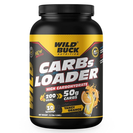 [BRSW2EINO4HBEEL5] WILD BUCK Carbs Loader Superfuel | Pure Carbohydrates | Mass and Weight Gain | Intra Workout Carb | Maltodextrin | Carb Supplement for Bodybuilding | High Carb -Tangy Orange - 30 Servings, 1.5 kg