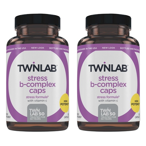 [BRSRMHTYCUPQYCY2] Twinlab Stress B-Complex Caps - Energy Support Supplement with Vitamin B12 and B6-100 Capsules (Pack of 2)