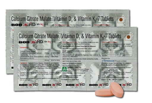 [BRSW2GALDMBGMCLJ] Bon K2 Hd With Advanced Calcium 10 capsules| Enriched With Calcium Citrate Malate, Vitamin D3 And Vitamin K2-7, Multivitamin Supplements For Men & Women, 2 count