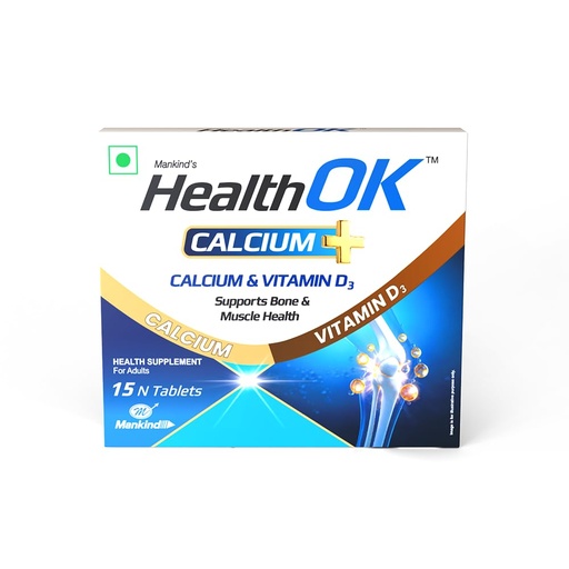[BRSRYZAOA4DQEDTP] Mankind's Health OK Calcium Tablets with Vitamin D3 | Supports Bone & Muscle Health | 15 Tablets