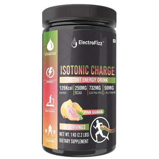 [BRSW2HAHCUDWMDQZ] ElectroFizz Isotonic Energy Drink Powder for Endurance Sports & Fitness Activities, 1 Kg Jar - Guava