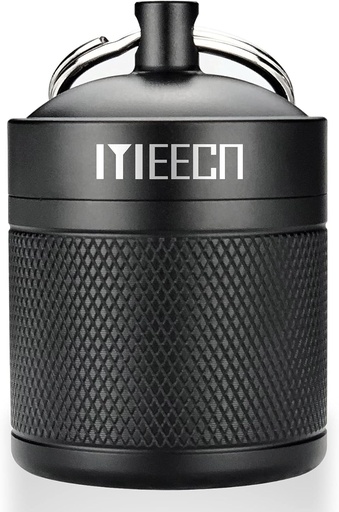 [BRSWGCTYO4JR4AI7] Keychain Pill Holder, Box, Aluminum, Waterproof Container, Pill Organizer for Outdoor Travel Camping, Size: 1.6 x 1.6 x 2 in (Black)