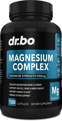 [BRSW2ZQDOIDWYCLL] Magnesium Complex Supplement Capsules 500mg - Support Energy, Relaxation, Leg Cramps & Legs - Help Aid Muscle Support Supplements - High Absorption Premium Mag Citrate Oxide - 120 Capsules