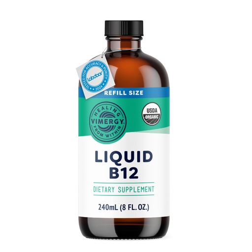 [BRSRAZYCCIARAC3B] Vimergy Liquid B12 Refill – Fast-Absorbing Brain Support – Energy Support Supplement – USDA Certified Organic, Vegan, Non-GMO – 240 Servings (240 mL)