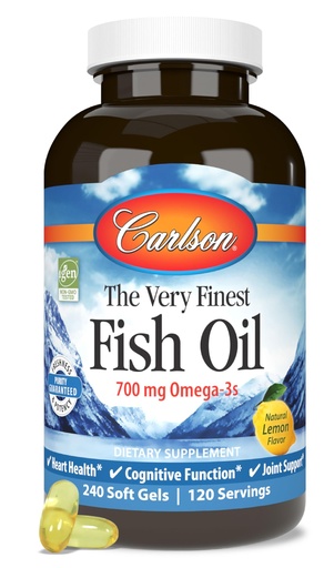 [BRSWIYILCUABM3TI] Carlson - The Very Finest Fish Oil, 700 mg Omega-3s, Norwegian Fish Oil, Wild Caught, Sustainably Sourced Fish Oil Capsules, Lemon, 240 Count