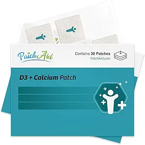 [BRSWGHD5BB6AACDH] PatchAid D3/Calcium Topical Patch | Supports Bone Strength & Calcium | 8 Hour Wear for Better Absorption | 30 Day Supply