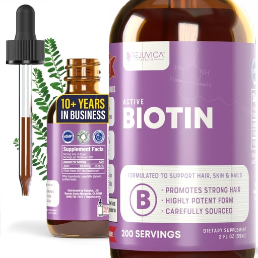 [BRSWYZDYDN5GGC3A] Rejuvica Health Active Biotin - Advanced Liquid Biotin Supplement - 5000mcg Support Hair Skin & Nails