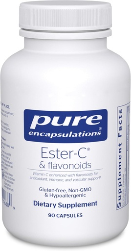 [BRSWIY36B4GGO3DC] Pure Encapsulations Ester-C & Flavonoids - vitamin C Supplement for antioksidanter - Immun & Vaskulær støtte* med kalsium & Rutin - Gentle on Digestion - Vegan & Non-GMO - 90 Kapsler