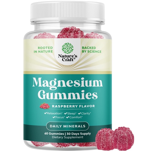 [BRSW2EANAEGQODLK] Extra Strength Calm Magnesium Gummies for Adults - Relaxing Magnesium Citrate Gummies with Elemental Mag - Sleep Aid Soft Chews Raspberry Flavored - Body & Mind Relaxation - 60 Count