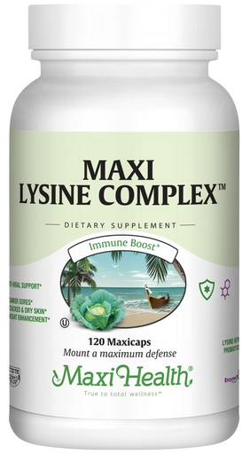 [BRSWIAQQCJ5AYDTA] Maxi Health Lysine Complex with Probiotics - L-Lysine 1000mg for Protein Synthesis Canker Sores, and Skin – 60 Capsules