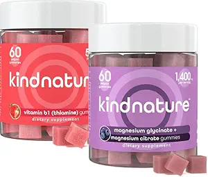 [BRSROAAZA4DRM33B] KINDNATURE Power Duo: Magnesium & Vitamin B1 Gummies Bundle – Enhanced Energy & Nerve Support, Delicious & Chewable