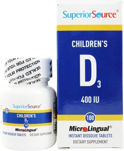 [BRSWIZYZOMDRSAL2] Superior Source Children's Vitamin D3 400 IU - Teeth, Bone & Immune Support Supplement for Kids - Non-GMO - 100 MicroLingual Dissolvable Tablets