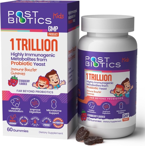 [BRSRAFAYOJ7BO33B] NAVEH PHARMA Postbocule Kid Strawberry Gummies. Anak-anak Postabosit, Ages 4 +, 1 Trillion memetabolit 200X Ingredits Than Probiotic Or Prebiotic. Gut Health, Imunity, Ditraffic & Microbiome