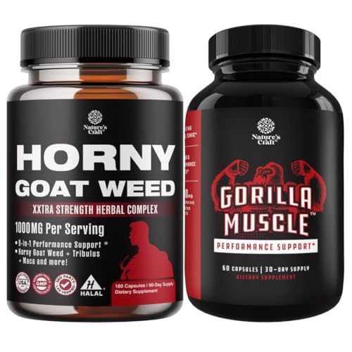[BRSRAZ35BUBQE3LV] Bundle of Horny Goat Weed with Black Maca Root, Tongkat Ali, Saw Palmetto & Panax Ginseng Extract for Stamina & Energy and Extra Strength Testosterone Booster - Muscle Enlargement Supplement for Men