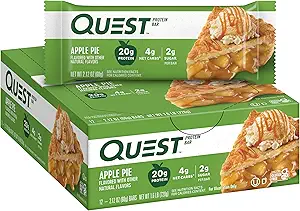 [BRSWIB32CEHBKFD2] Quest Nutrition Apple Pie Protein Bar, 20g Protein, 4g Net Carbs, 2g Sugar, Gluten Free, Keto Friendly, 12 Count