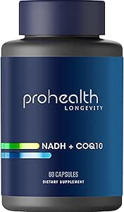 [BRSWGFIBOQDWEGT4] ProHealth NADH + CoQ10 - Boost NAD+ | 60 Day Supply | Pure NADH 25 mg, CoQ10 100 mg | 60 Acid Resistant Capsules | Energy | Focus | ATP Production