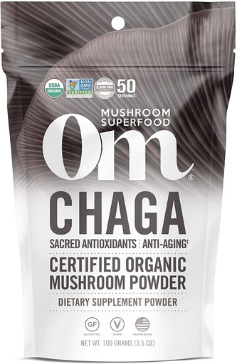 [BRSWKGL5BEFRWDD4] OM MUSHROOM SUPERFOOD Chaga Organic Mushroom Powder, 3.5 Ounce, 50 Servings, US Grown, Sacred Antioxidants & Immune Support, Superfood Mushroom Supplement