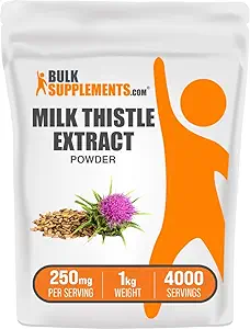 [BRSWIFD6CYAA2DY5] BulkSupplements.com Milk Thistle Extract Powder - Herbal Supplement, Milk Thistle Supplement - Gluten Free, 250mg per Serving, 1kg (2.2 lbs) (Pack of 1)