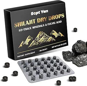[BRSROBT3PIJQK3L3] Shilajit Pure Himalayan Organic Dry Drops Shilajit Resin Supplement (60 Tablets - 200mg Each), Shilajit for Men Women with 85+ Trace Minerals & Fulvic Acid for Energy, Immunity, Brain Support