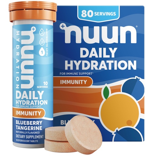 [BRSWGEINCEPGKCA7] Nuun Immunity Electrolyte Tablets with Vitamin D, C, E, & A, Ginger, Elderberry, Magnesium & 4 Other Essential Electrolytes, Vegan, Blueberry Tangerine, 8 Pack (80 Servings Total)