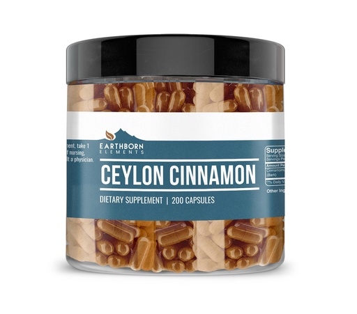 [BRSWGFIHC4IAIDT7] Earthborn Elements Ceylon Cinnamon 200 Capsules, Pure & Undiluted, No Additives