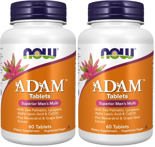 [BRSRMBA3OUFQMCLV] NOW Supplements, ADAM™ Men's Multivitamin with Saw Palmetto, Lycopene, Alpha Lipoic Acid and CoQ10, Plus Natural Resveratrol & Grape Seed Extract, 60 Tablets (Pack of 2)
