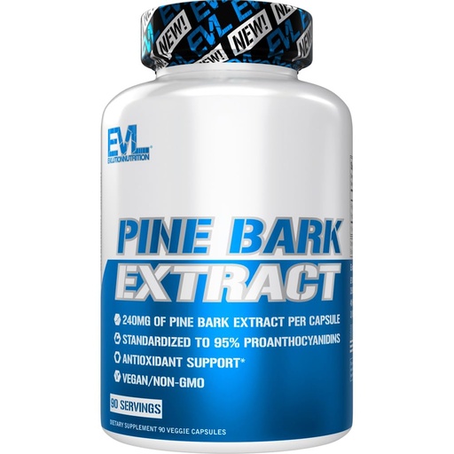 [BRSRAEIKA55AMHIV] Evlution Nutrition Pine Bark Extract - Antioxidant Support - 240 mg Pine Bark Extract Per Capsule - 95% Proanthocyanidins - Vegan & Non-GMO - Dietary Supplement - 90 Servings - 90 Veggie Capsules